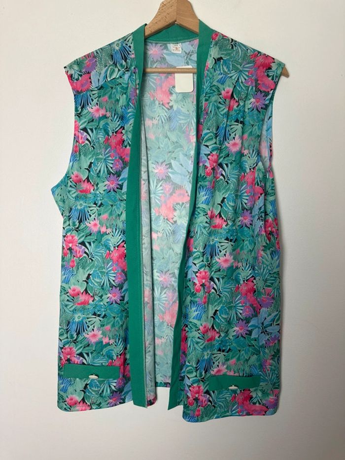 🌸Gilet vintage - sans manches - fleurie 🌸 - photo numéro 2