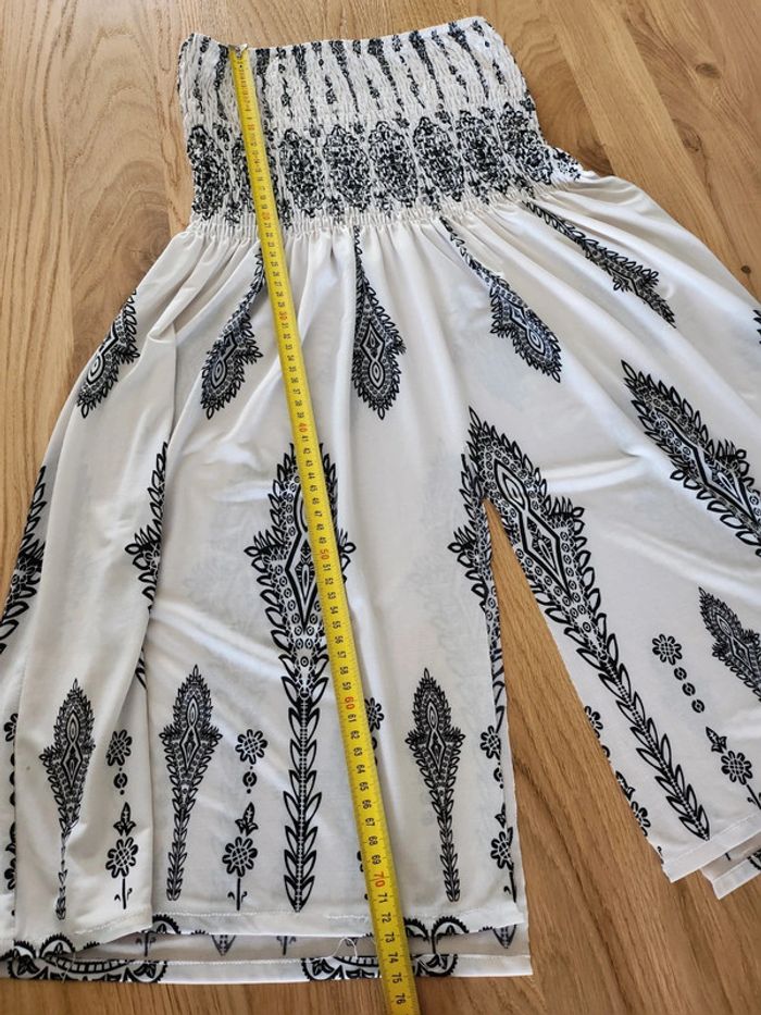 Blouse tunique top blanc motifs noirs M/L DoDo fluide et elastique - photo numéro 3