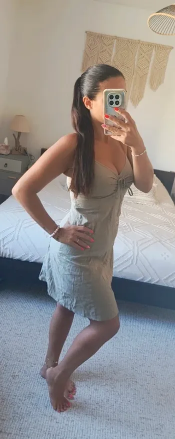 Robe d'été beige Esprit 36 finies bretelles réglables lin et coton