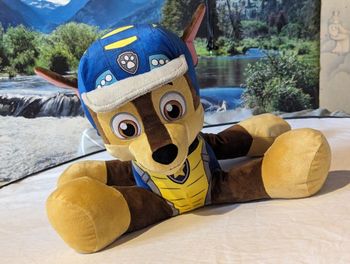 Gros Chien Chiot Marron Pat Patrouille Casque Uniforme Bleu Animal Faune Peluche Petits Enfants Bébé
