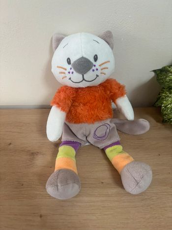 Doudou peluche chat orange multicolore cercle jogystar