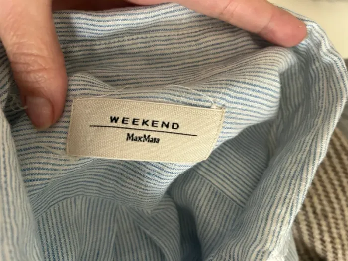 MaxMara, chemise, bleu claire, rayée, femme, taille 38 100 % lin - photo numéro 5