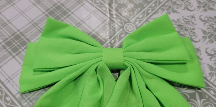 BARETTE CHEVEUX NOEUD VERT FLUO ! NEUF ! - photo numéro 2