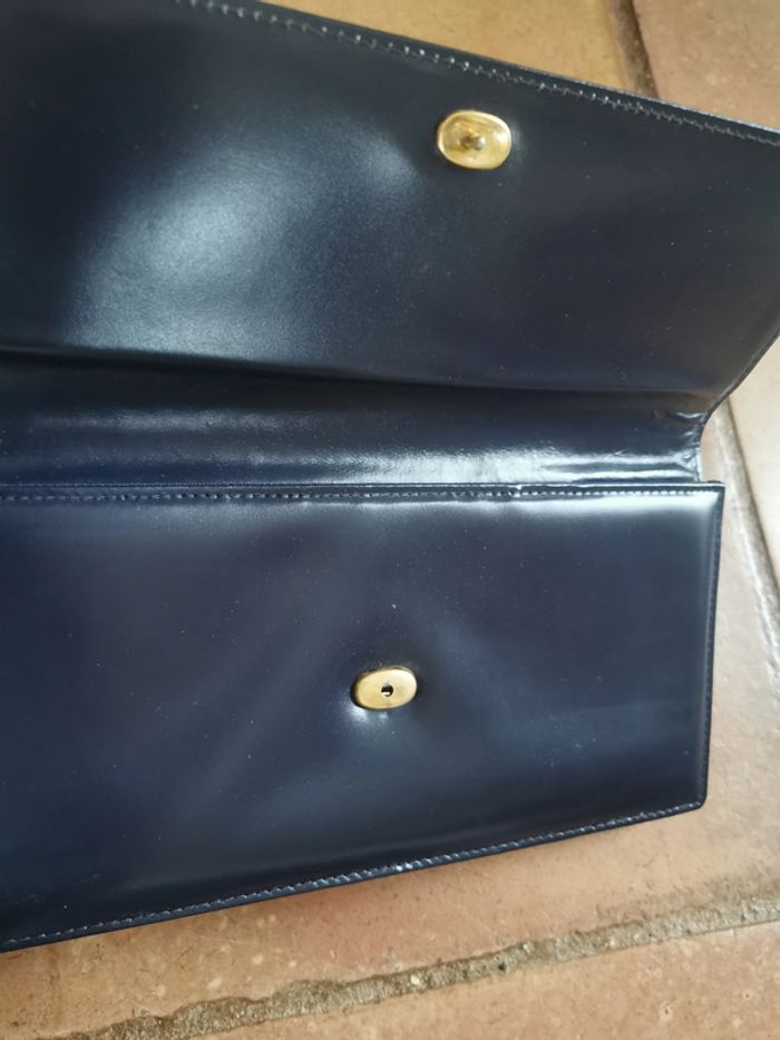 Pochette clutch en simili cuir bleu marine - photo numéro 3