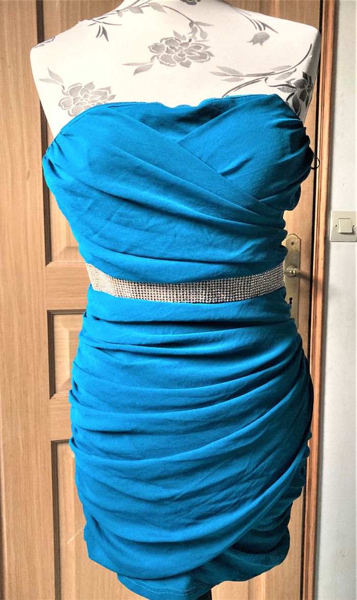 Robe bustier de fêtes bleu canard taille 38/40