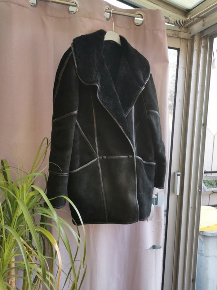 Manteau cuir agneau t 42 double fausse fourrure France
