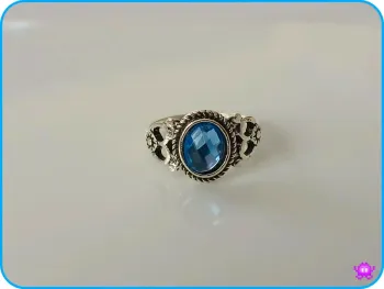 Bague pierre bleu en acier inoxydable