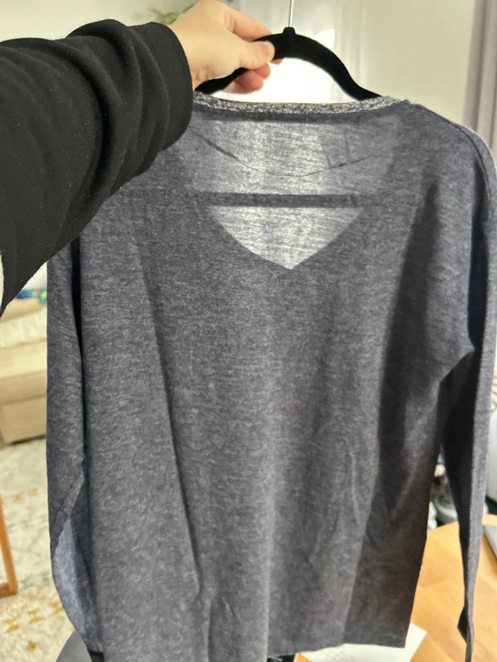 Kiabi - Pull de grossesse - bleu avec fil argent - T38 - photo numéro 6