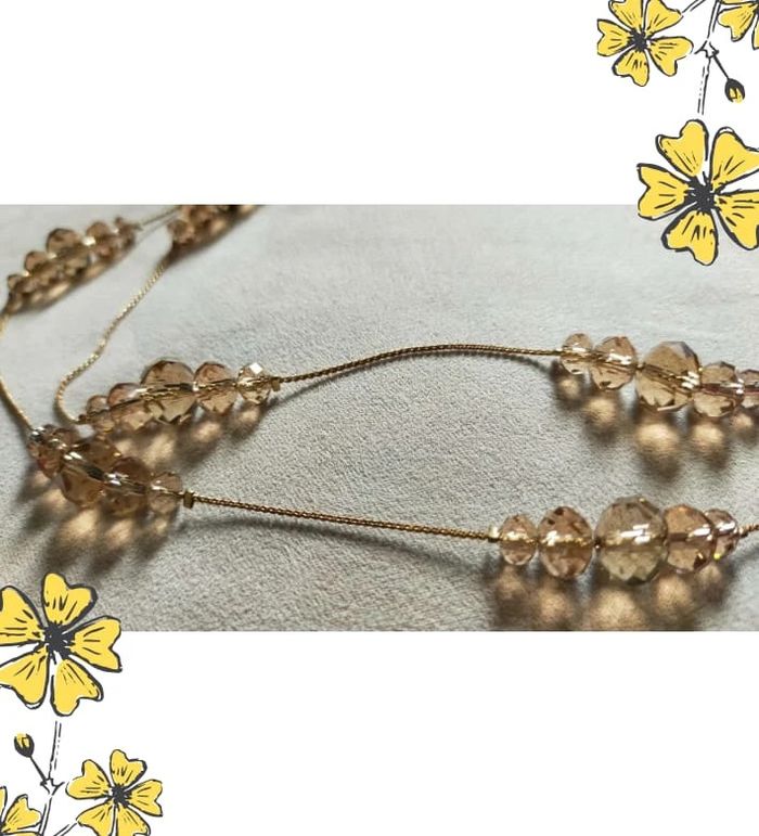 Collier vintage doré en perles facettées champagne – Élégance rétro - photo numéro 16