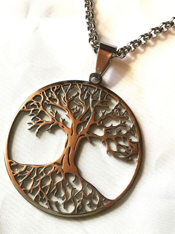 Collier Pendentif Style Arbre Vie Cercle Bijou Argenté Fantaisie Hommes Femmes