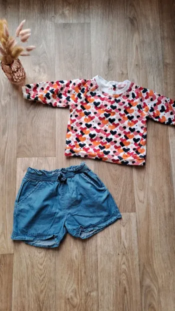 Ensemble short et sweat léger Du Pareil Au Même 9 mois fille coloré printanier