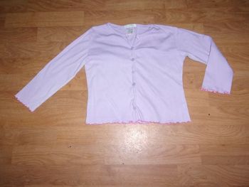 Gilet LA REDOUTE léger parme et rose taille 8 ans TBE