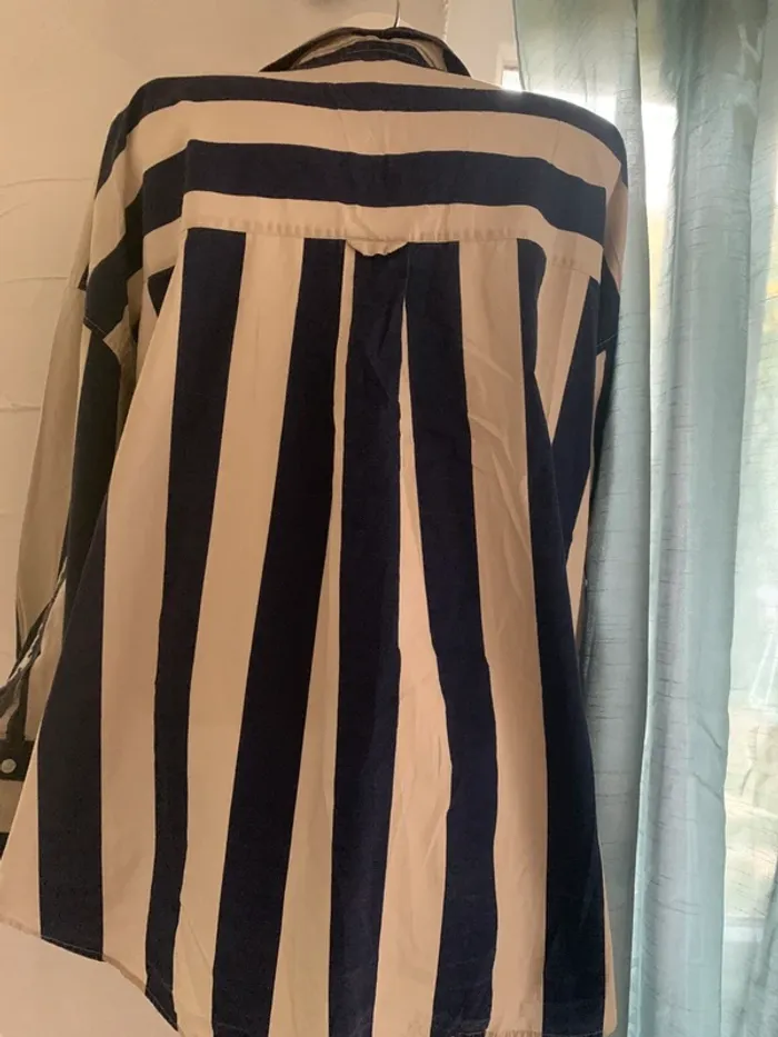 Chemise Zara oversize bleu et crème taille XL - photo numéro 8