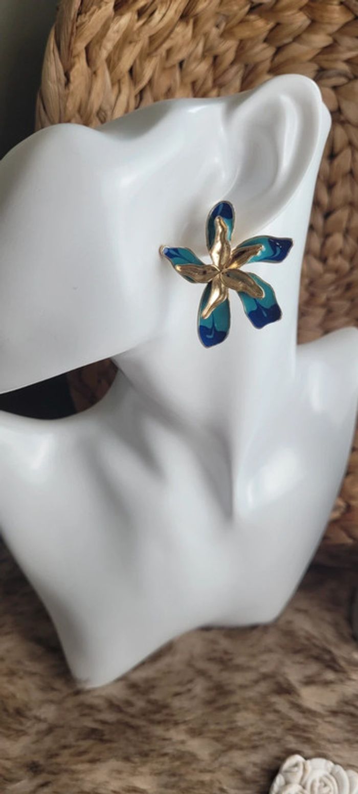 Magnifique boucles d'oreilles Orea turquoise doré - photo numéro 2