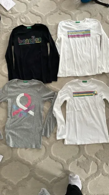 Lot de 4 hauts manches longues Benetton - Fille 10-11 ans (150 cm) - Parfait état !