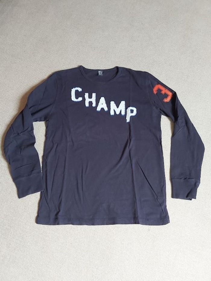 Tee-shirt manches longues bleu marine à message 14 ans - Zara kids