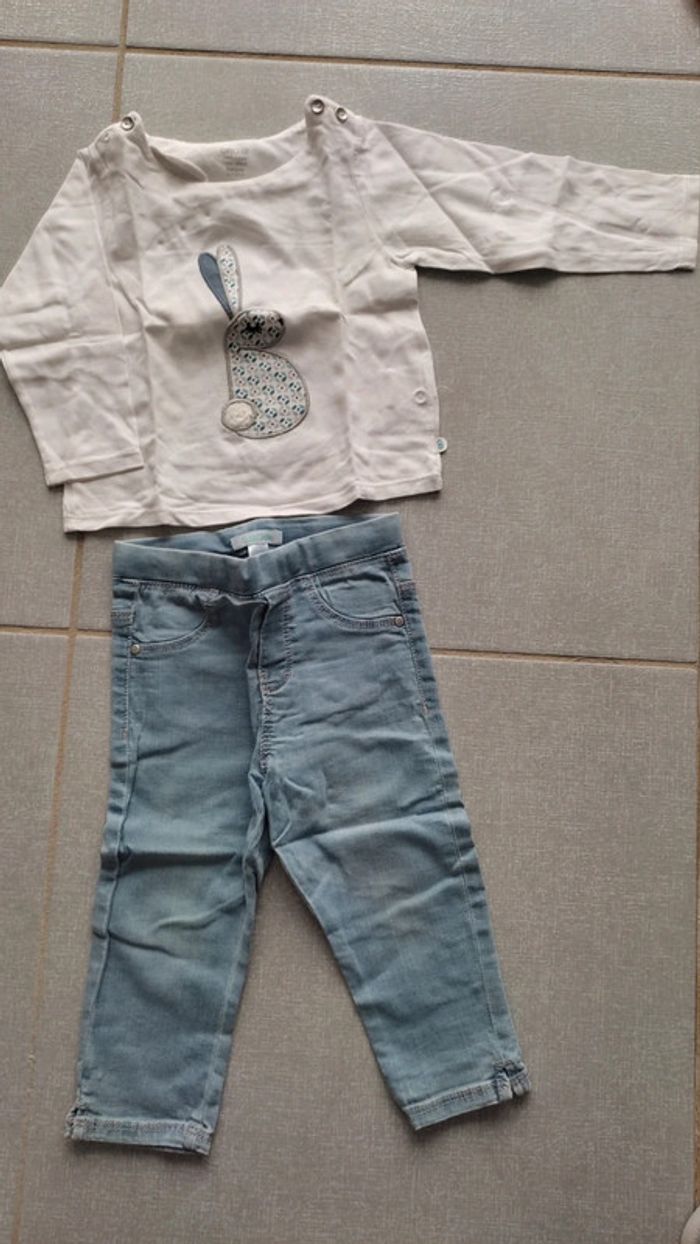 Ensemble t-shirt ML / jean Obaibi T.18M - photo numéro 2