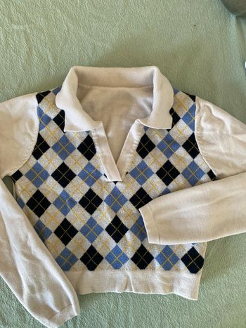 Pull à carreaux court taille M