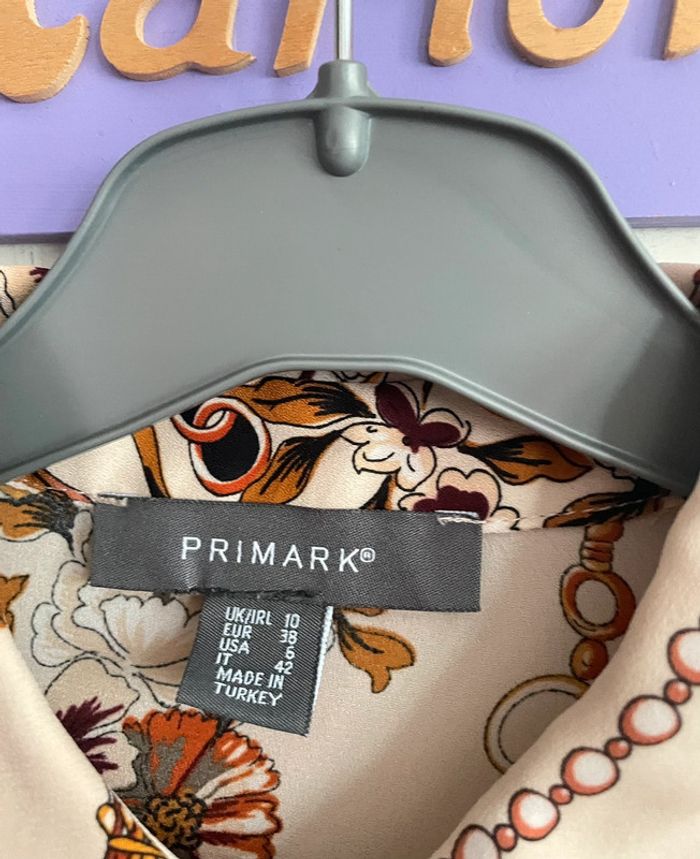 Chemise à manches longues abricot/rose pâle à motifs vintage, taille 38, marque Primark - photo numéro 2