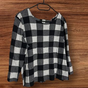 Haut manches longues à carreaux, noir/blanc - 36/S