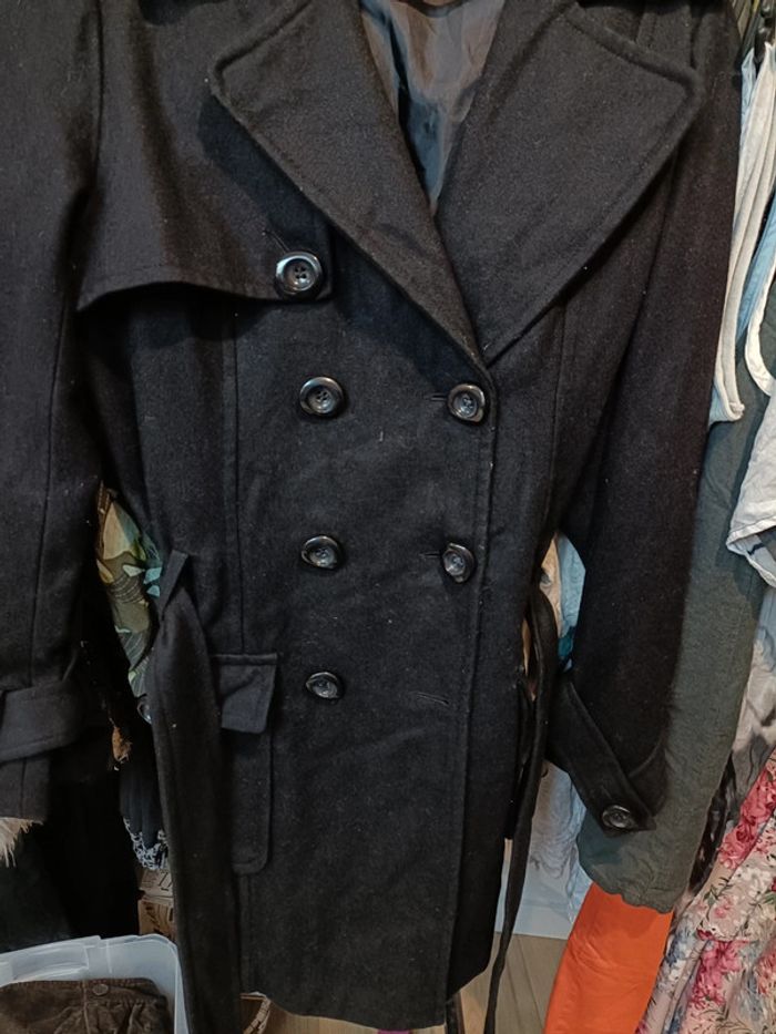 Manteau trench laine noir 40 - photo numéro 10