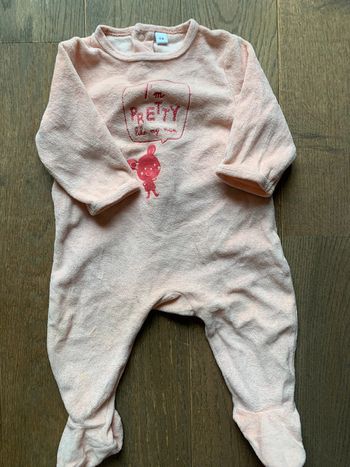 Pyjama velours 6 mois corail tbe