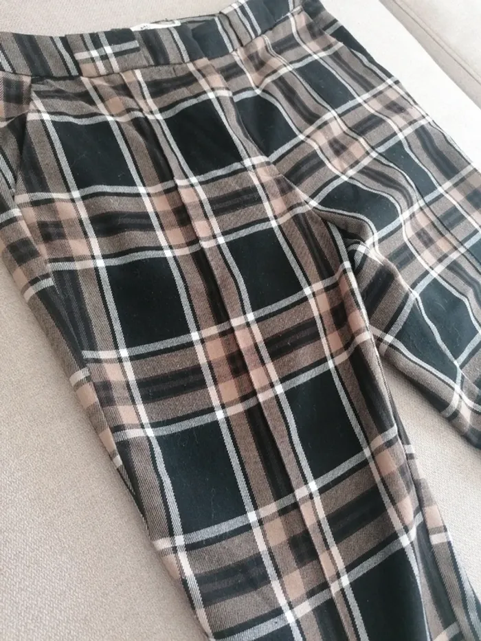 Pantalon à carreaux noir et marron - photo numéro 2