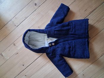 Manteau hiver intérieur polaire bleu marine fils doré