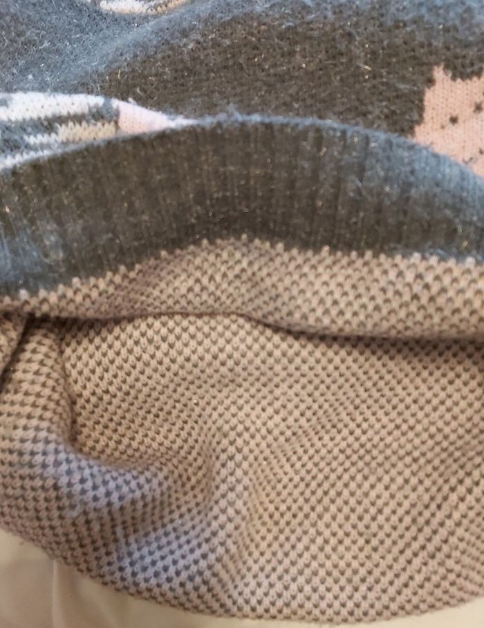 Pull col montant gris, rose et blanc T. 40 - photo numéro 3