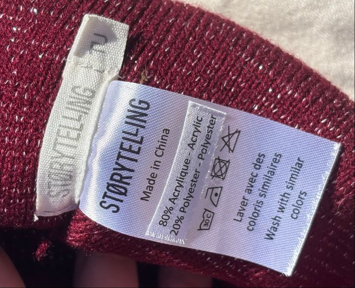 🎀 Bonnet bordeaux pailleté – Taille unique (Enfant fille) - photo numéro 3