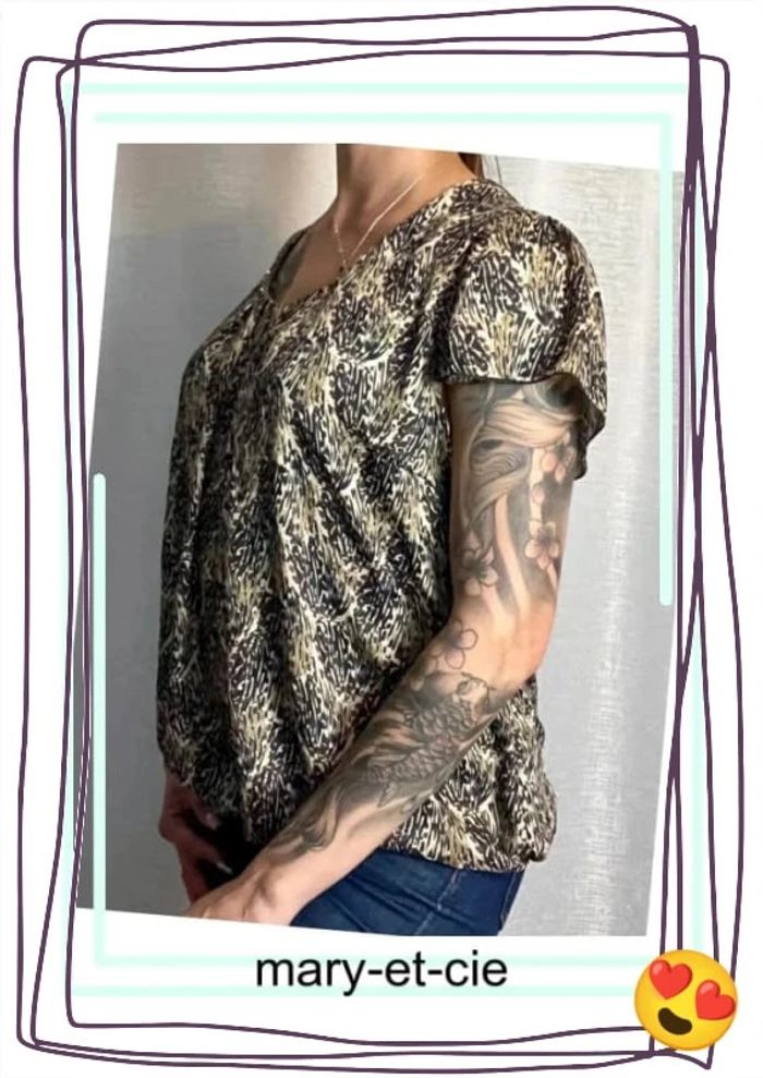 SOLDÉ - Blouse manches courtes effet satinée taille 44 - photo numéro 4