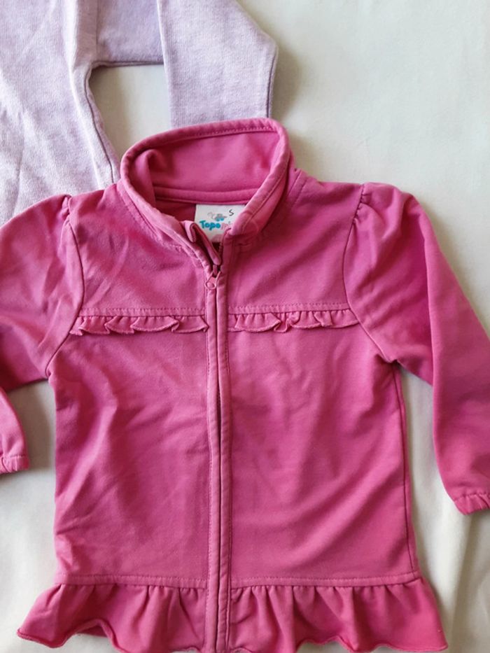 Lot de 2 pull gilet zip rose lila licorne arc-en-ciel étoile T. 18 mois - photo numéro 3