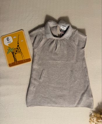 Robe bébé fille Cyrillius 6 mois grise – col rond argenté pailleté