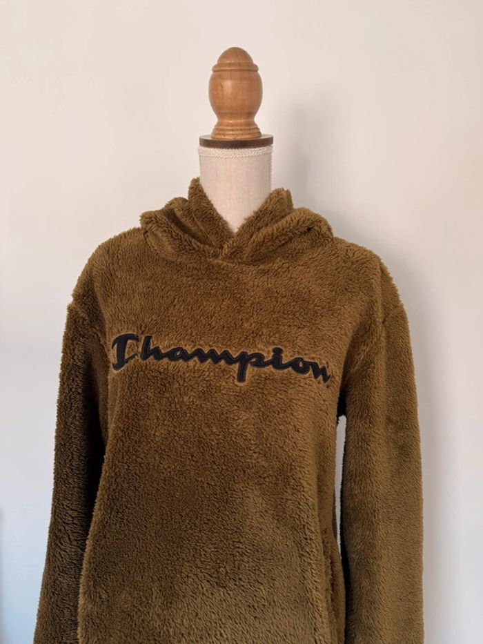 Sweatshirt capuche polaire teddy vert kaki poches neuf M pull sweat coton felpa suéter maille - photo numéro 4