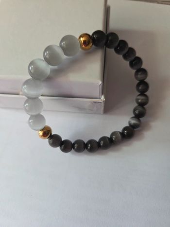 Bracelet pierre naturelle oeil de chat 19 cm