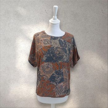 Blouse imprimée fluide manches courtes S-M