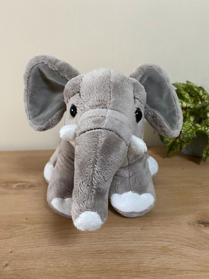 Doudou peluche éléphant gris blanc gipsy - photo numéro 2