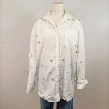 Chemise blanche oversize brodée abeilles – Elenza by Lili – Taille L A732