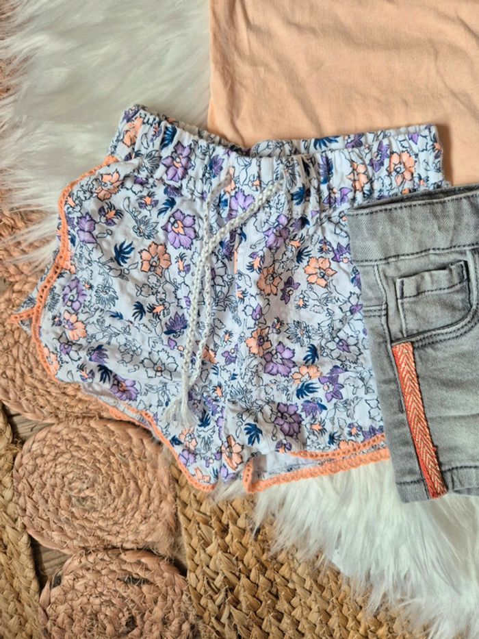 🧡 Magnifique ensemble short + t-shirt Lulu Castagnette 12 mois - photo numéro 3
