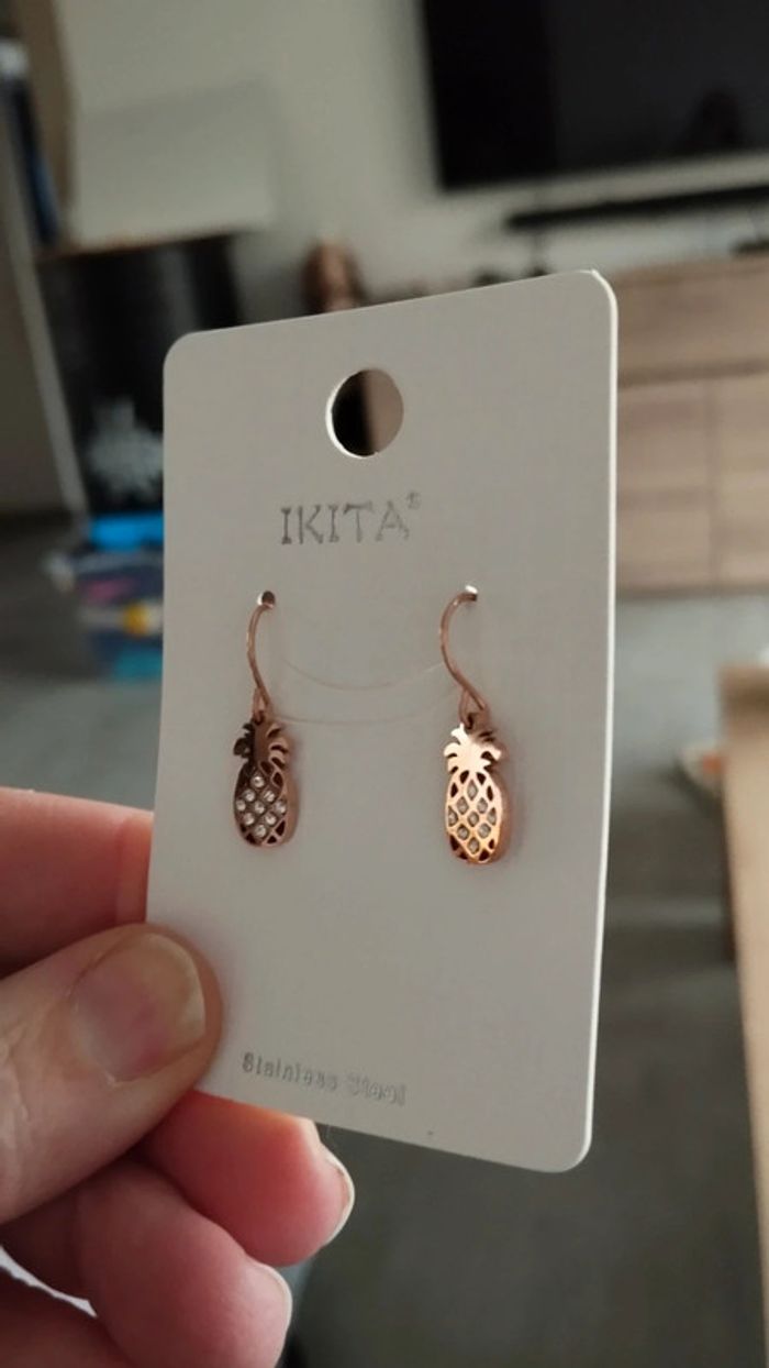 Boucles d'oreilles doré ananas ikita - photo numéro 5