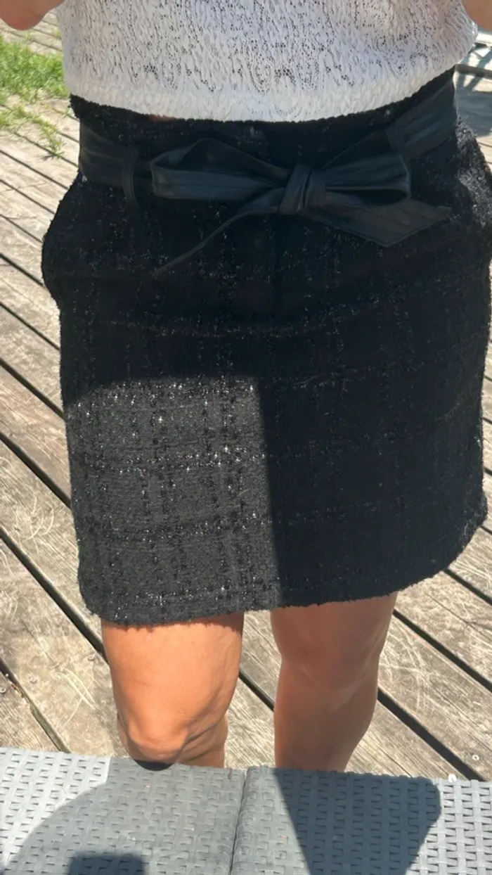 Jupe Kaporal Noire chic effet Tweed - photo numéro 4