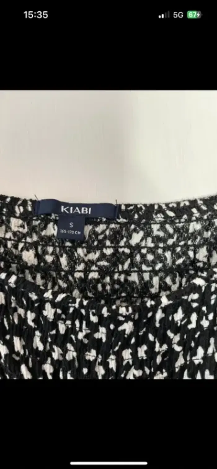 Robe longue noire à motifs blancs - Kiabi - Taille S - photo numéro 3