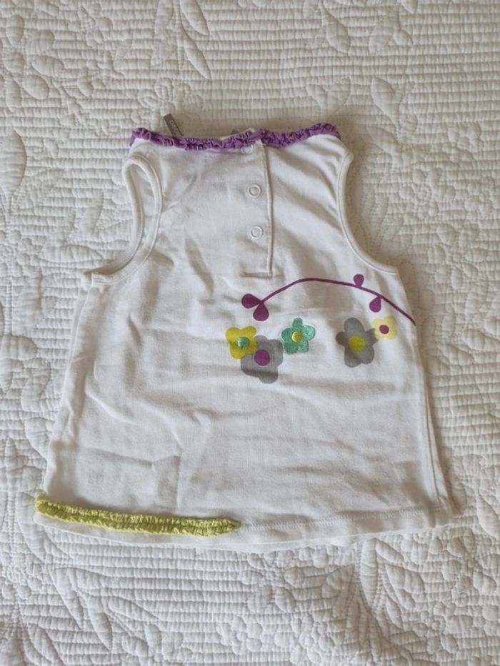 Haut debardeur blanc fleurs violet bébé fille 9 mois orchestra - photo numéro 3