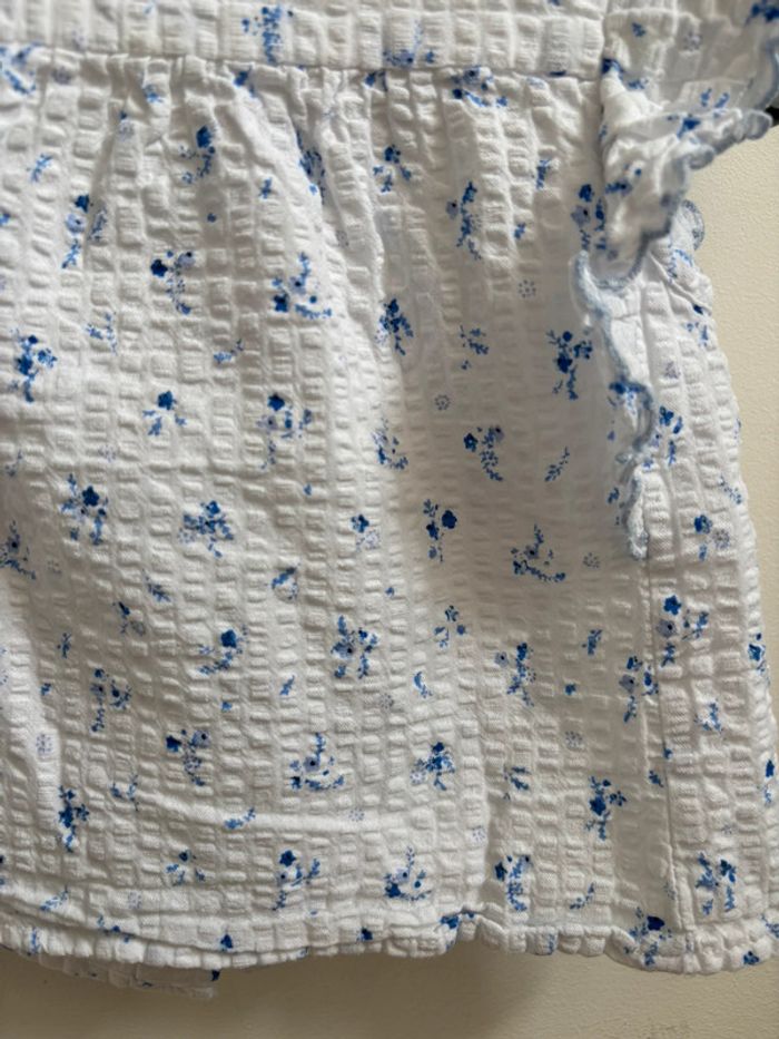 Blouse blanche fleurie manches courtes Cyrillus 3 mois - photo numéro 3
