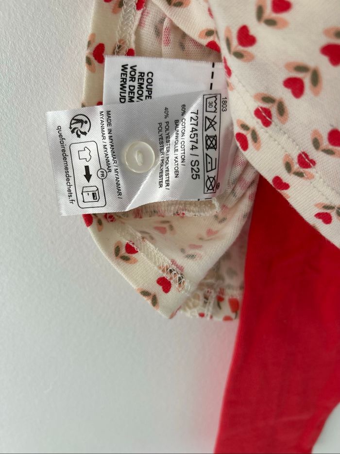 Ensemble robe legging bébé 3 mois rouge à fleurs - photo numéro 5