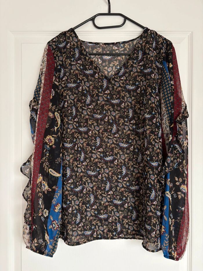 Ensemble (blouse Cache Cache + pantalon taille basse Ikks) taille M très bon état - photo numéro 5