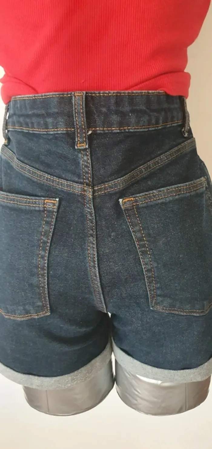 Short jeans taille haute skinny - photo numéro 4
