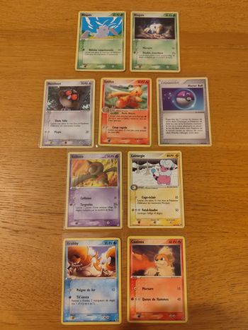 Lot 9 cartes Pokémon bloc ex vintage bon état dragons rouge feu vert feuille holon