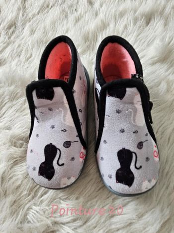 Chaussons gris motif chat Tissaia - Pointure 20