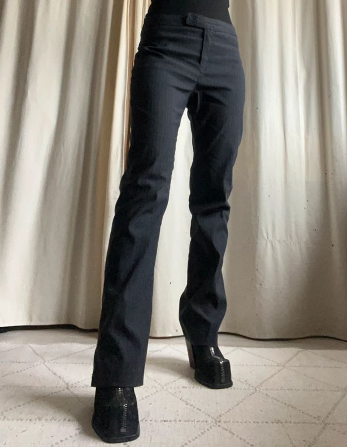 Pantalon gris rayures vintage y2k officecore annees 2000 - Taille L/XL - photo numéro 3